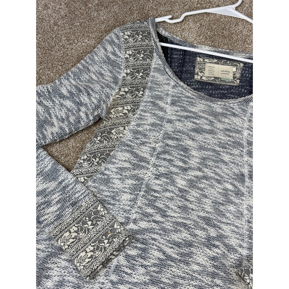 Saturday Sunday Anthropologie Blue Marled Knit Tunic Dress Long Sleeve Pockets S